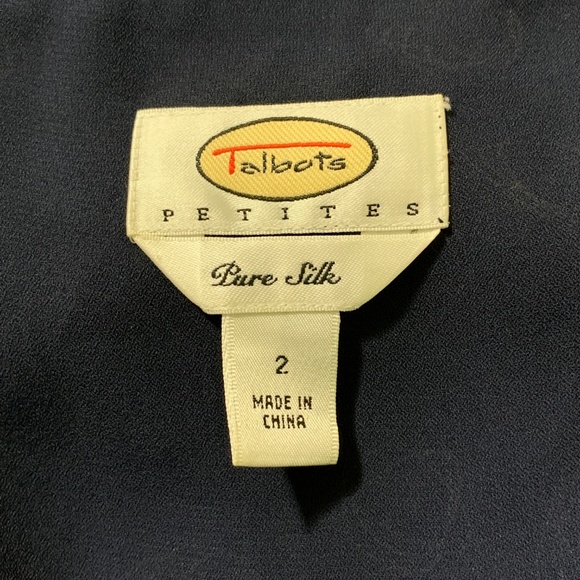 Talbots Pure Silk Size 2P Dress Sleeveless Navy - Picture 5 of 7